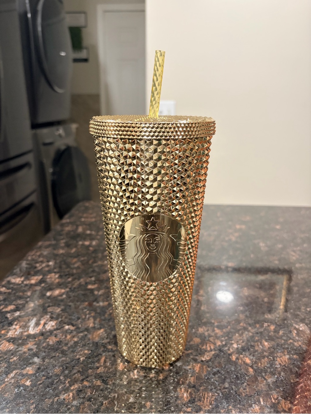 Starbucks Gold Studded Tumbler with Matching Straw